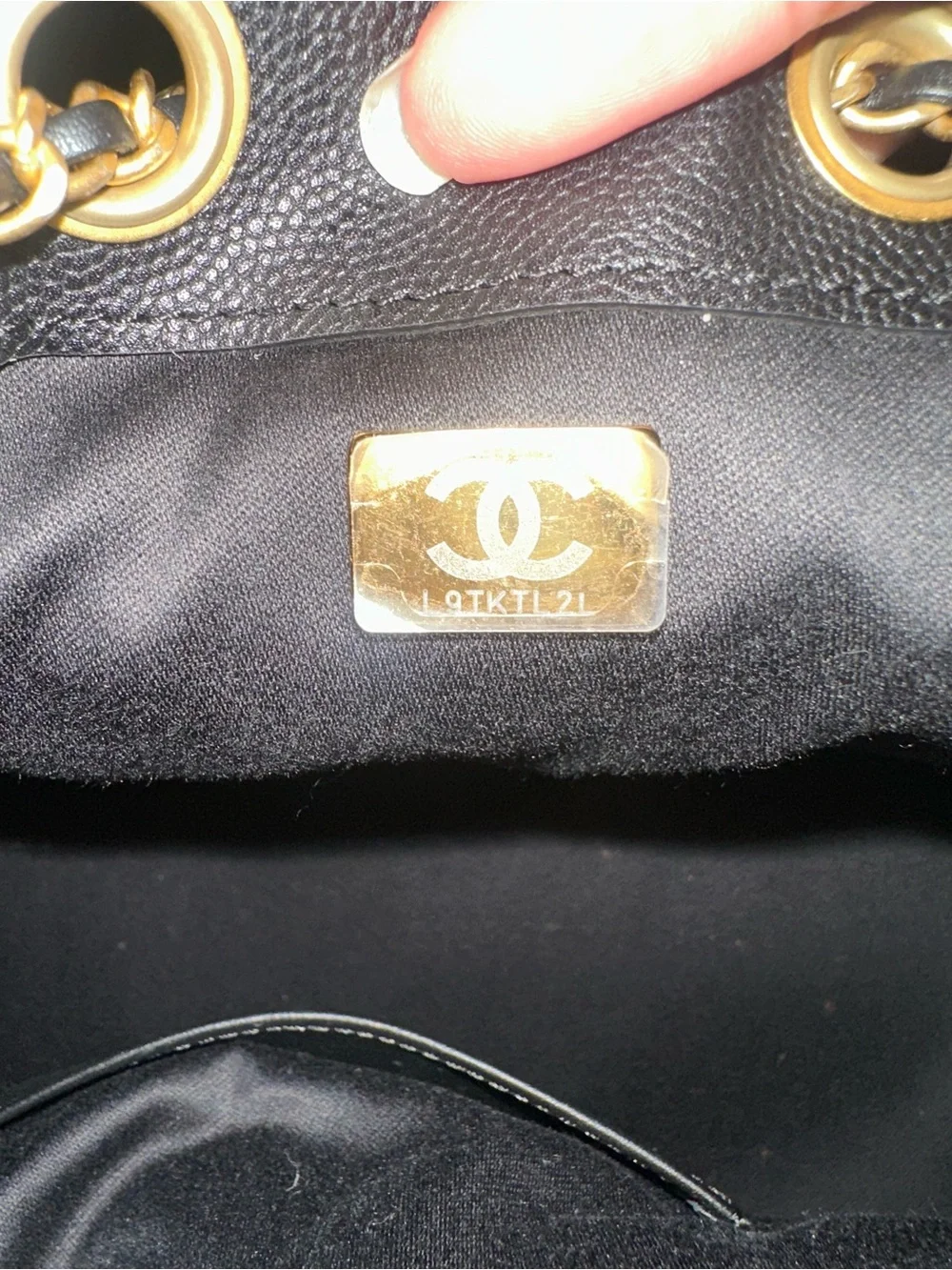 CHANEL 25  Small Black Quilted Drawstring Shoulder Bag with Gold CC Hardware